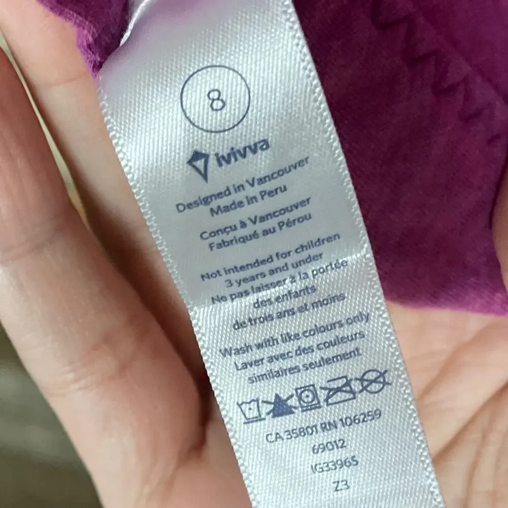 Ivivva Four Count Shrug Long Sleeve Top Twist Front Violet Purple Size 8